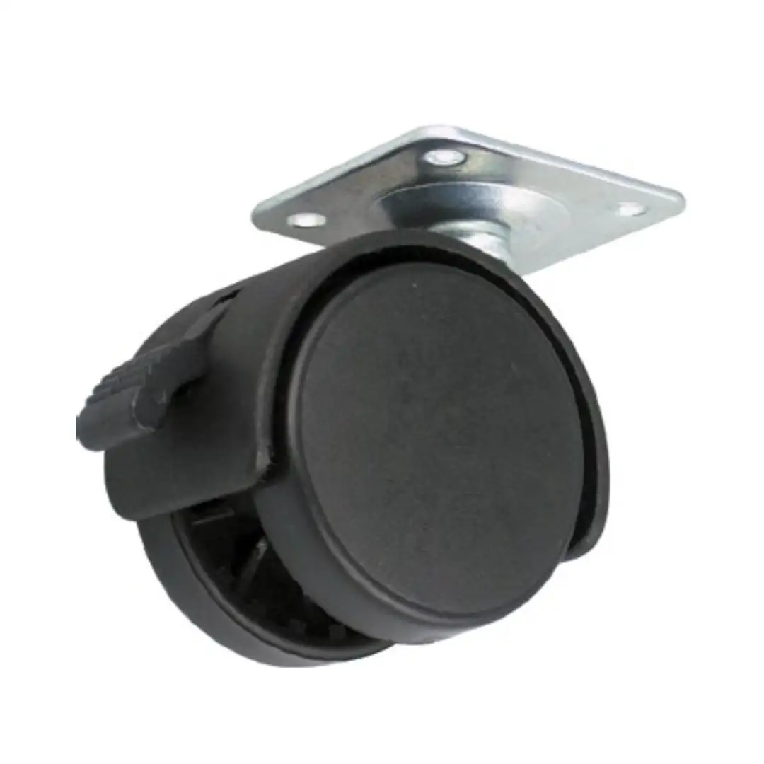 Twin Caster Wheel with Brake (Model 087 TWPQ) – Heavy Duty Dual Wheel, Locking Swivel, Smooth & Secure Rolling for Furniture, Equipment, Racks & Carts